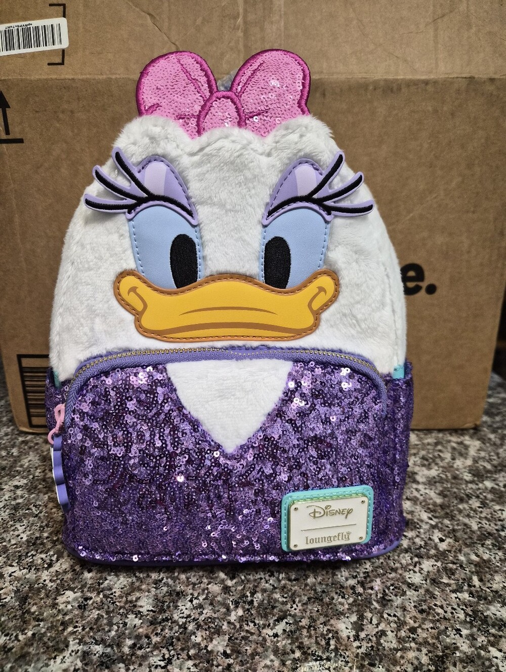 Loungefly Sequin Daisy Duck Backpack - Purple, White, Pink, Yellow